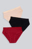 BLS | Pamela Cotton Panty | Skin, Burgundy, & Black | Pack Of 3 | Best Price in Pakistan original skincare product Pakistan