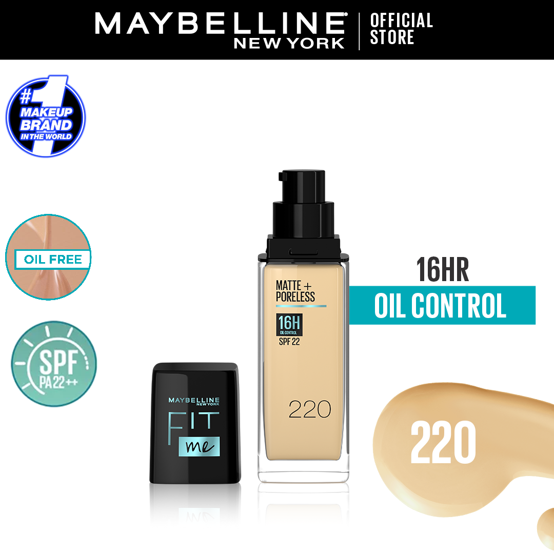 Maybelline Ny New Fit Me Matte + Poreless Liquid Foundation Spf 22 | 220 Natural Beige 30Ml | For Normal To Oily Skin | Best Price in Pakistan original skincare product Pakistan Main image