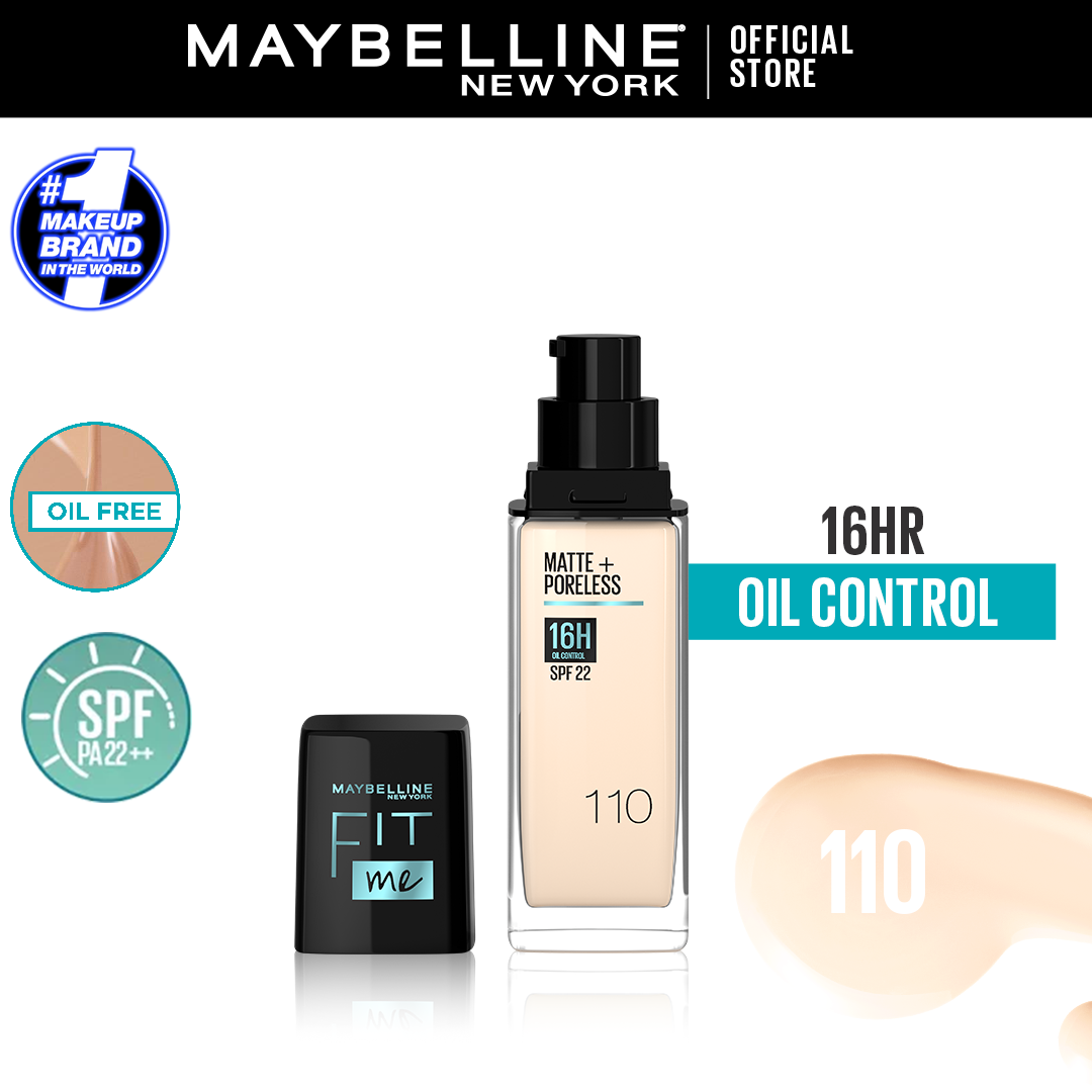 Maybelline Ny New Fit Me Matte + Poreless Liquid Foundation Spf 22 | 110 Porcelain 30Ml | For Normal To Oily Skin | Best Price in Pakistan original skincare product Pakistan Main image