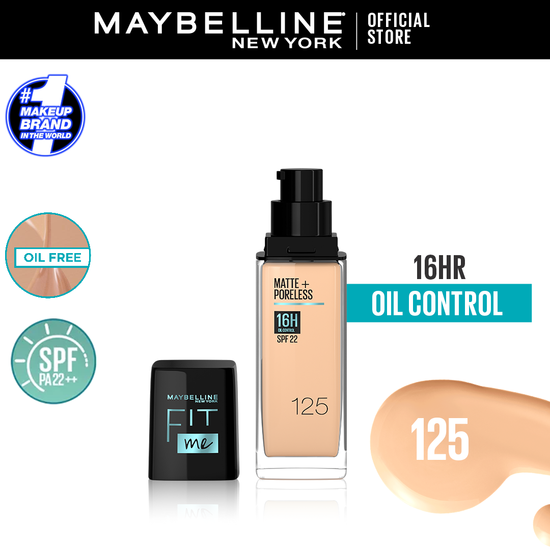 Maybelline Ny New Fit Me Matte + Poreless Liquid Foundation Spf 22 | 125 Nude Beige 30Ml | For Normal To Oily Skin | Best Price in Pakistan original skincare product Pakistan