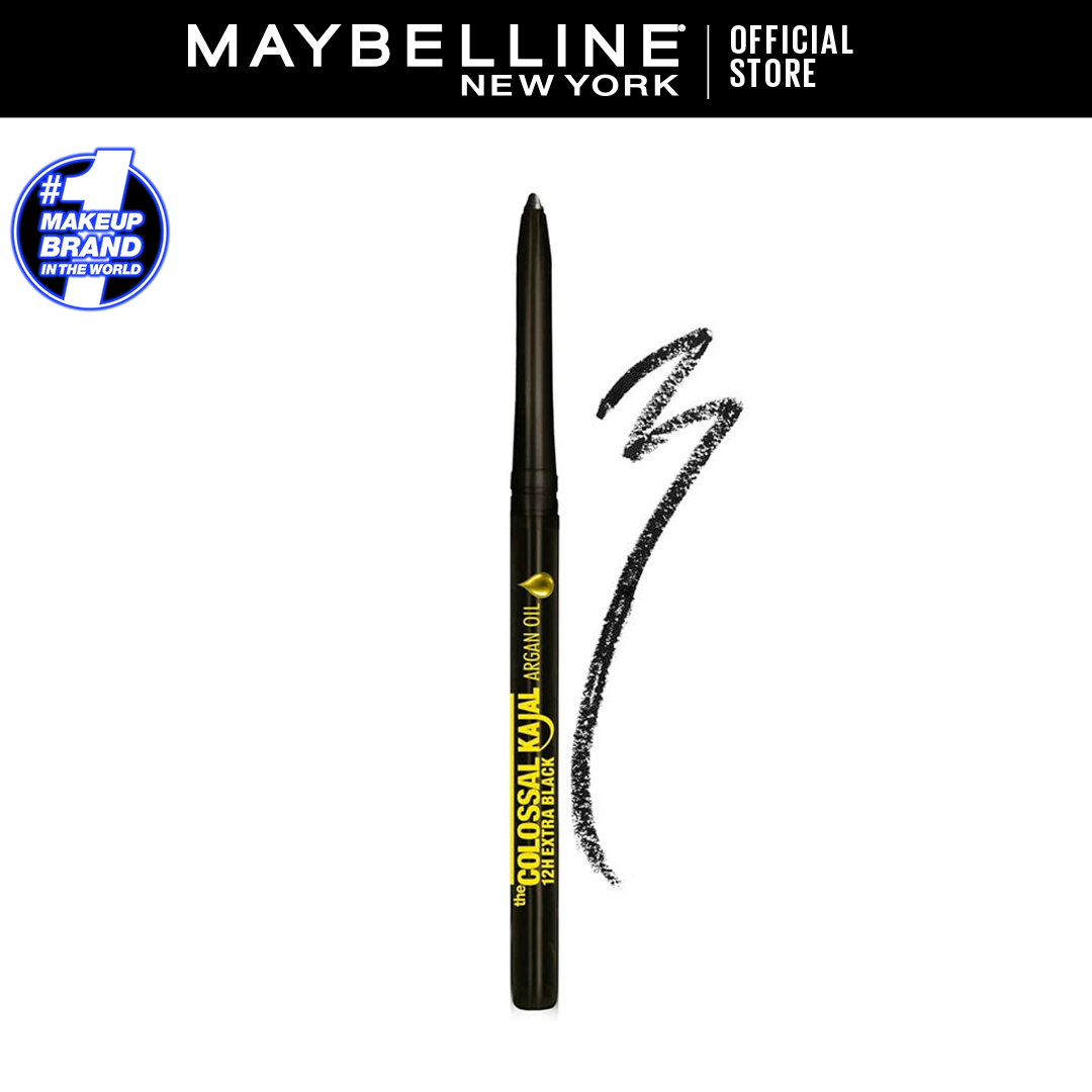Maybelline New York Colossal Kajal Argan Oil 12 Hr Khol Liner | 01 Black Kajal | Best Price in Pakistan original skincare product Pakistan