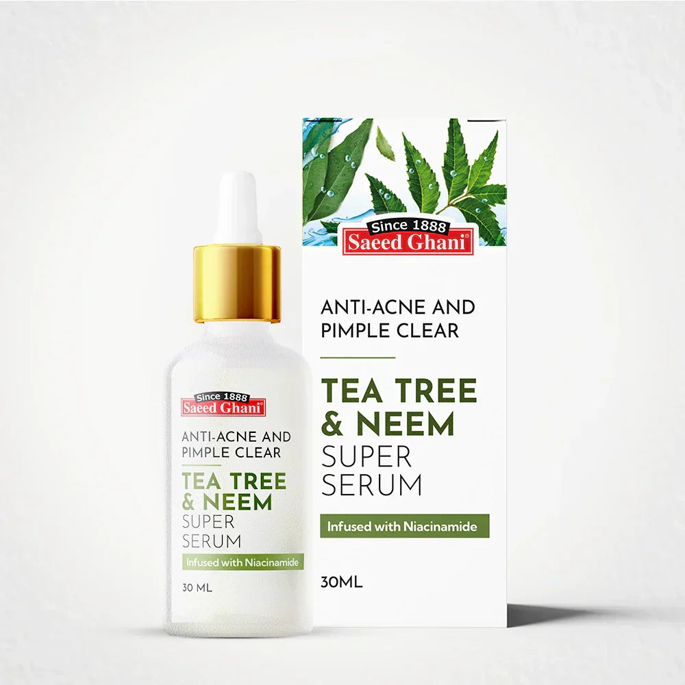 Saeed Ghani | Tea Tree & Neem Anti-Acne and Pimple Clear Super Serum | Best Price in Pakistan original skincare product Pakistan