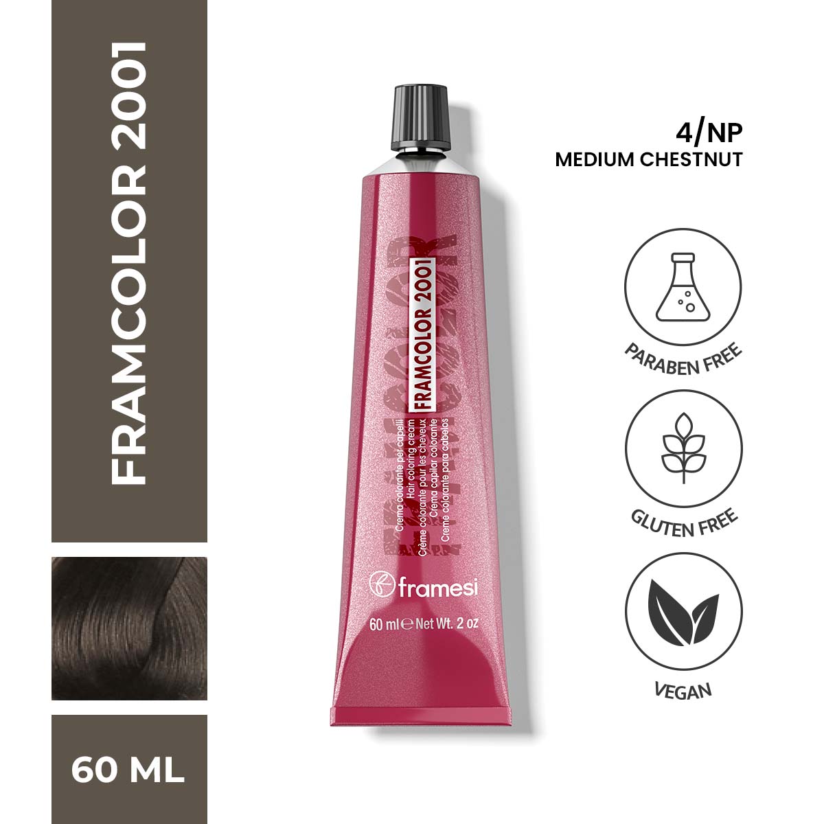 Framesi | FramColor 2001 | 4/NP Medium Chestnut | Best Price in Pakistan original skincare product Pakistan مرکزی تصویر