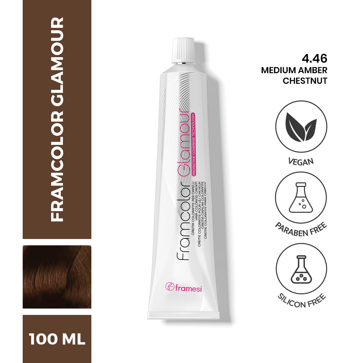 Framesi | FramColor Glamour | 4.46 Medium Amber Chestnut | Best Price in Pakistan original skincare product Pakistan مرکزی تصویر