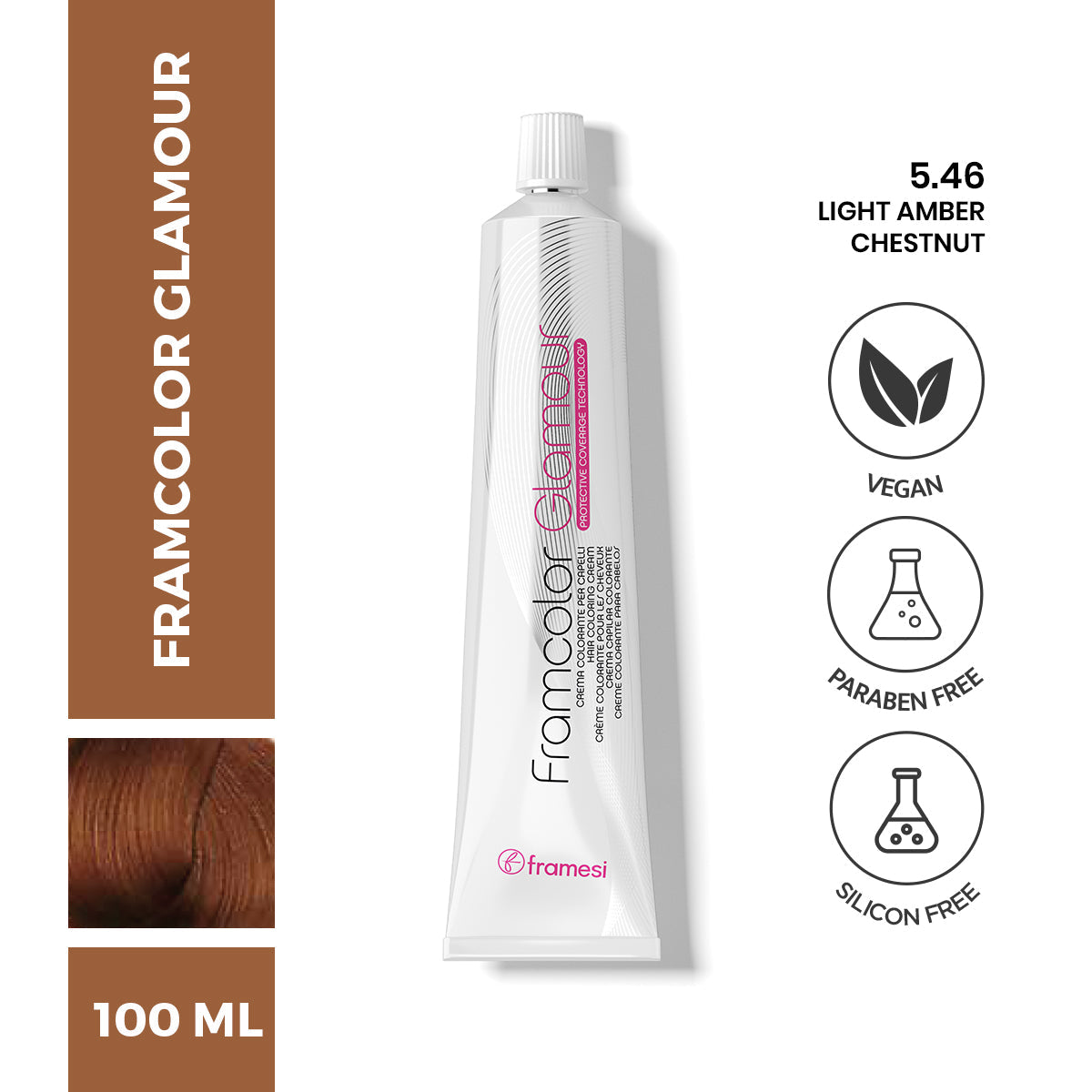 Framesi | FramColor Glamour | 5.46 Light Amber Chestnut | Best Price in Pakistan original skincare product Pakistan مرکزی تصویر