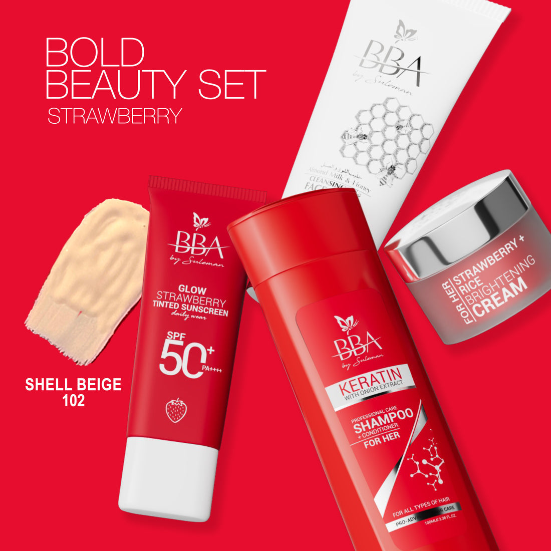 BBA By Suleman | Bold Beauty Set Strawberry Set | Shell Beige 102 | Best Price in Pakistan original skincare product Pakistan مرکزی تصویر