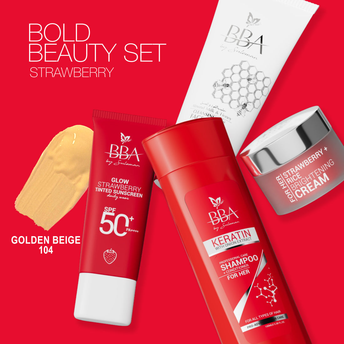 BBA By Suleman | Bold Beauty Set Strawberry Set | Golden Beige 104 | Best Price in Pakistan original skincare product Pakistan مرکزی تصویر