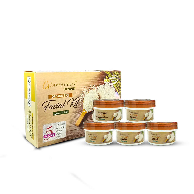 Glamorous Face | 5 in 1 Facial Kit | Organic Rice | Best Price in Pakistan original skincare product Pakistan