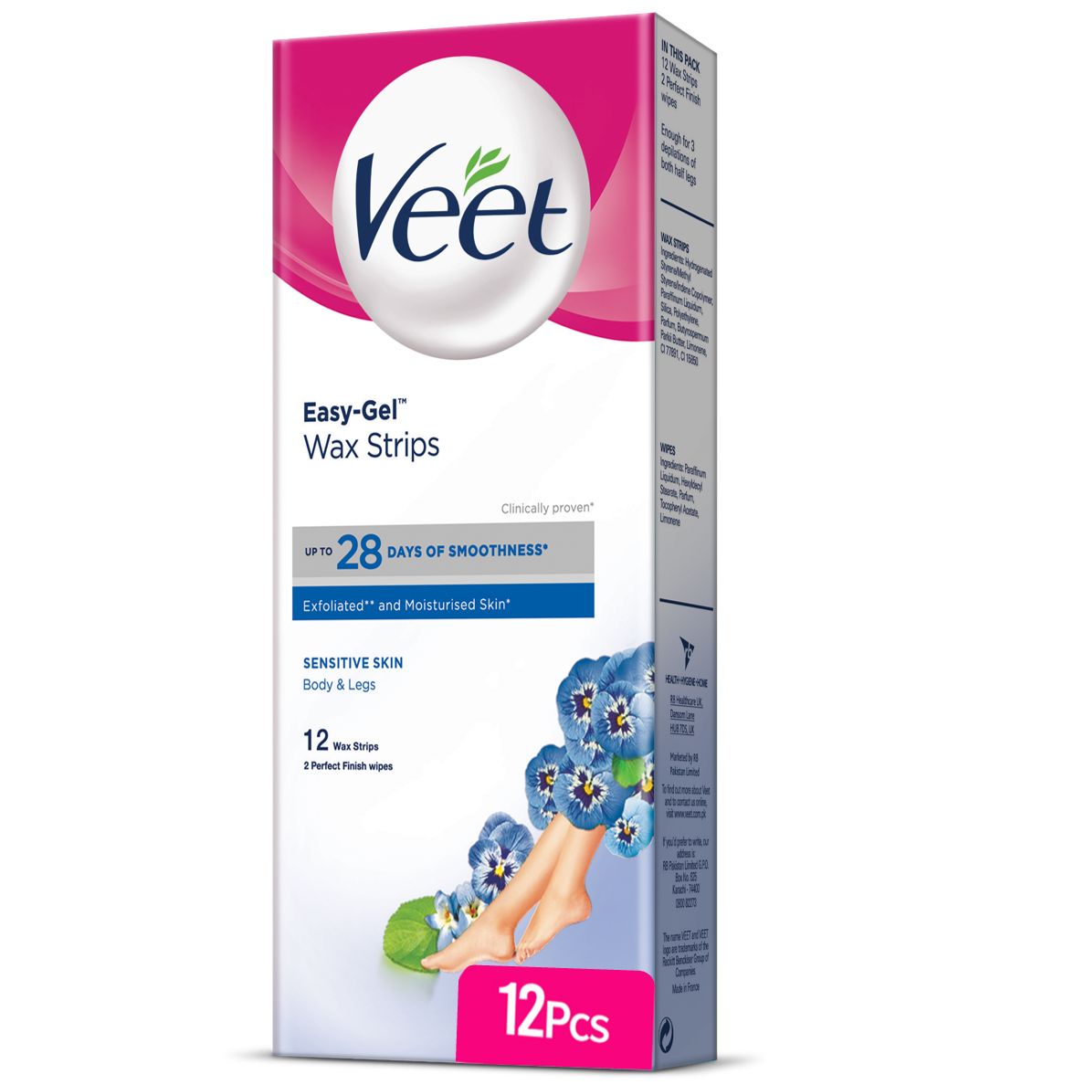 Veet Easy Gel Wax Strips Sensitive Skin Body & Legs 12s | Best Price in Pakistan original skincare product Pakistan مرکزی تصویر