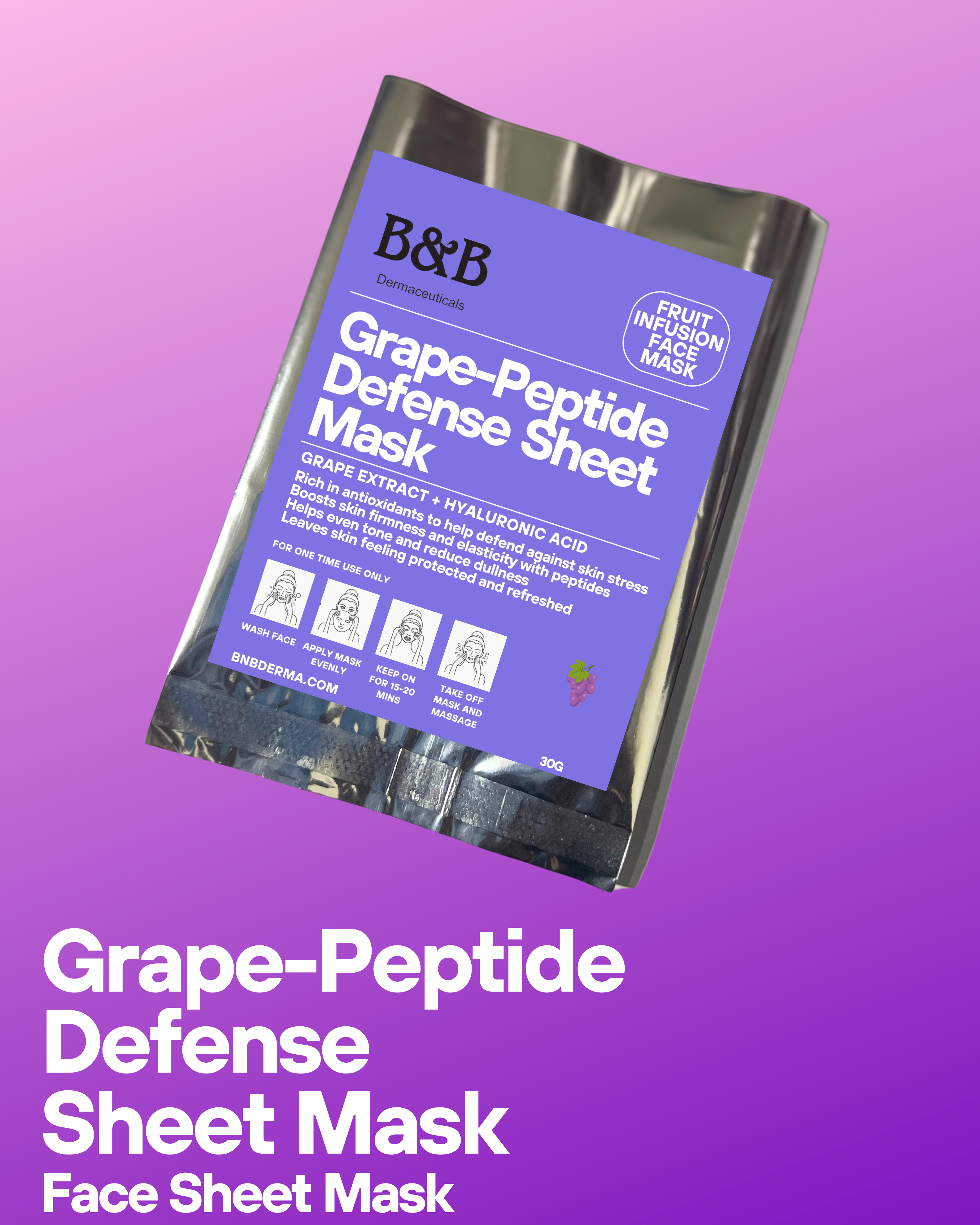 B&B Derma | Grape-Peptide Defense Sheet Mask | Best Price in Pakistan original skincare product Pakistan Main image