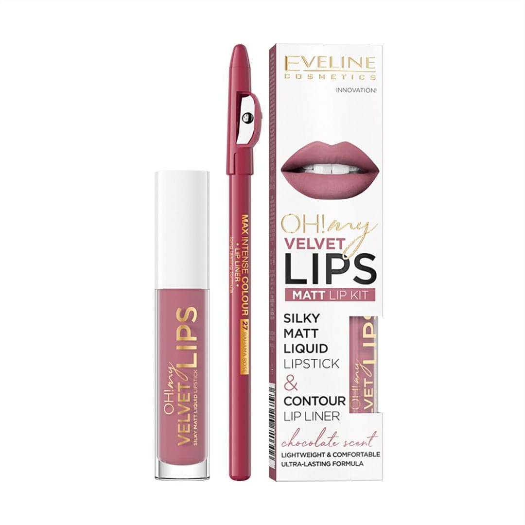 Eveline Oh! My Velvet Lips Matt Liquid Liptstick & Lip Liner | 13 Brownie Biscotti | Best Price in Pakistan original skincare product Pakistan