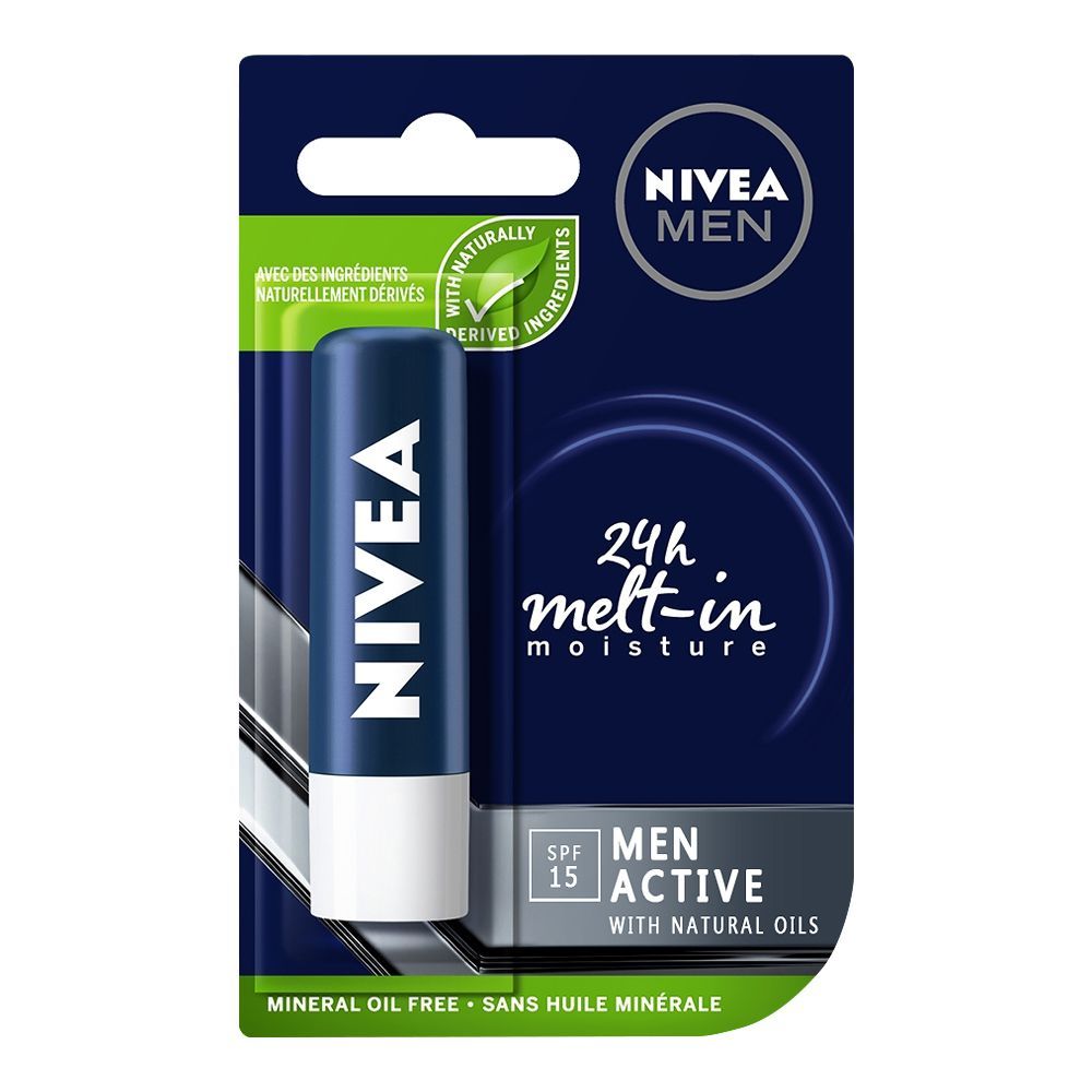 Nivea Lips Balm Active For Men Spf15 4.8G | Best Price in Pakistan original skincare product Pakistan