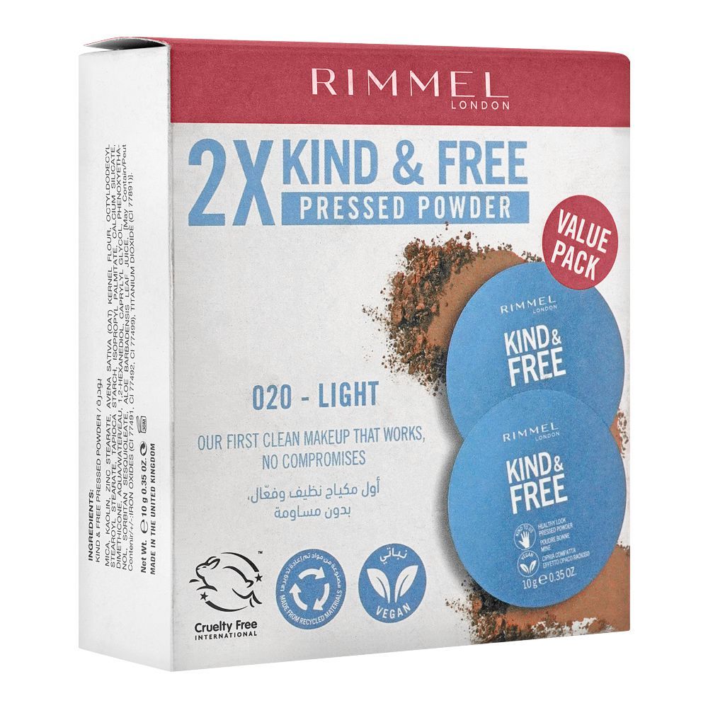 Rimmel Kind & Free Pressed Powder 2 Pcs Gift Set | 020 Light | Best Price in Pakistan original skincare product Pakistan
