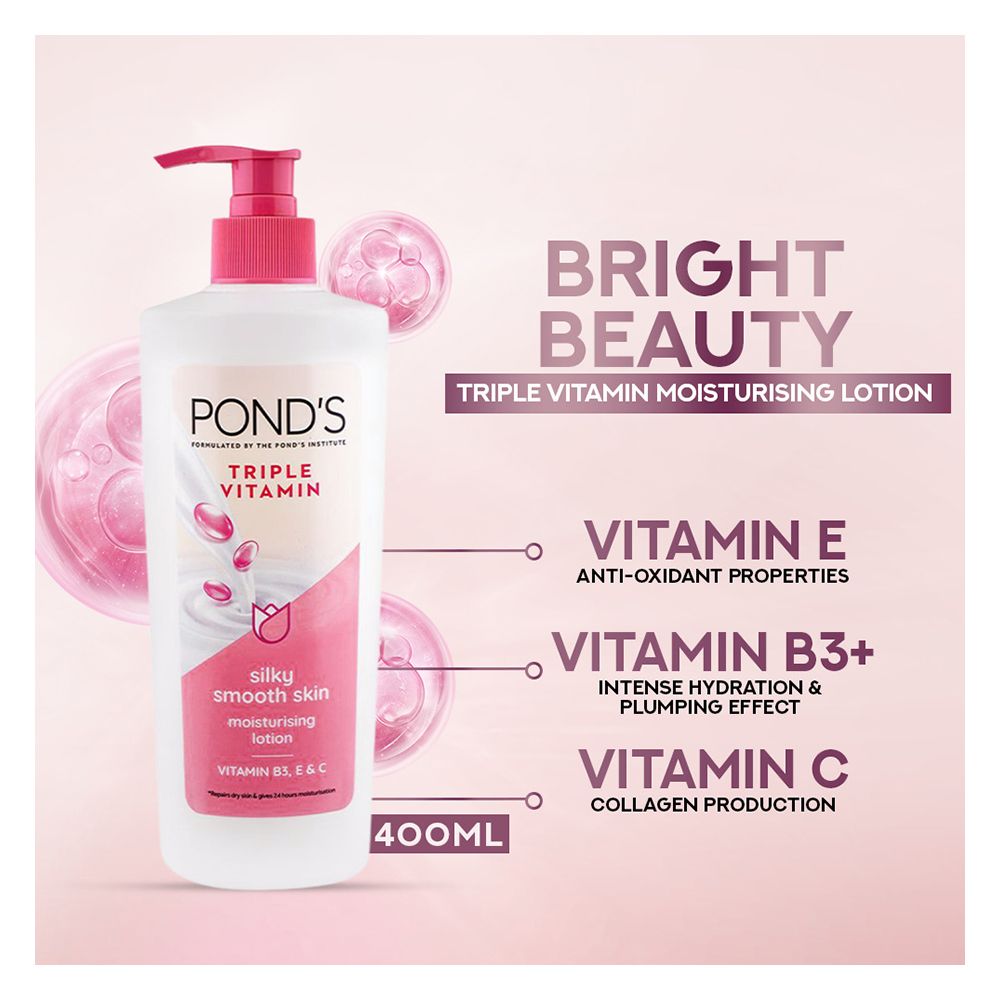 Ponds Triple Vitamin Silky Smooth Skin Moisturising Lotion | 400ml | Best Price in Pakistan original skincare product Pakistan