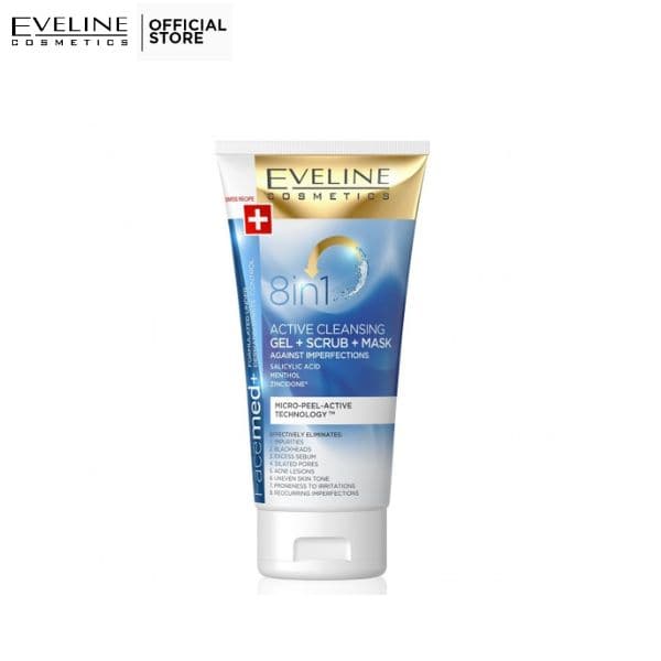 Eveline Facemed+ Cleansing Gel + Scrub + Mask | 150ml | Best Price in Pakistan original skincare product Pakistan مرکزی تصویر