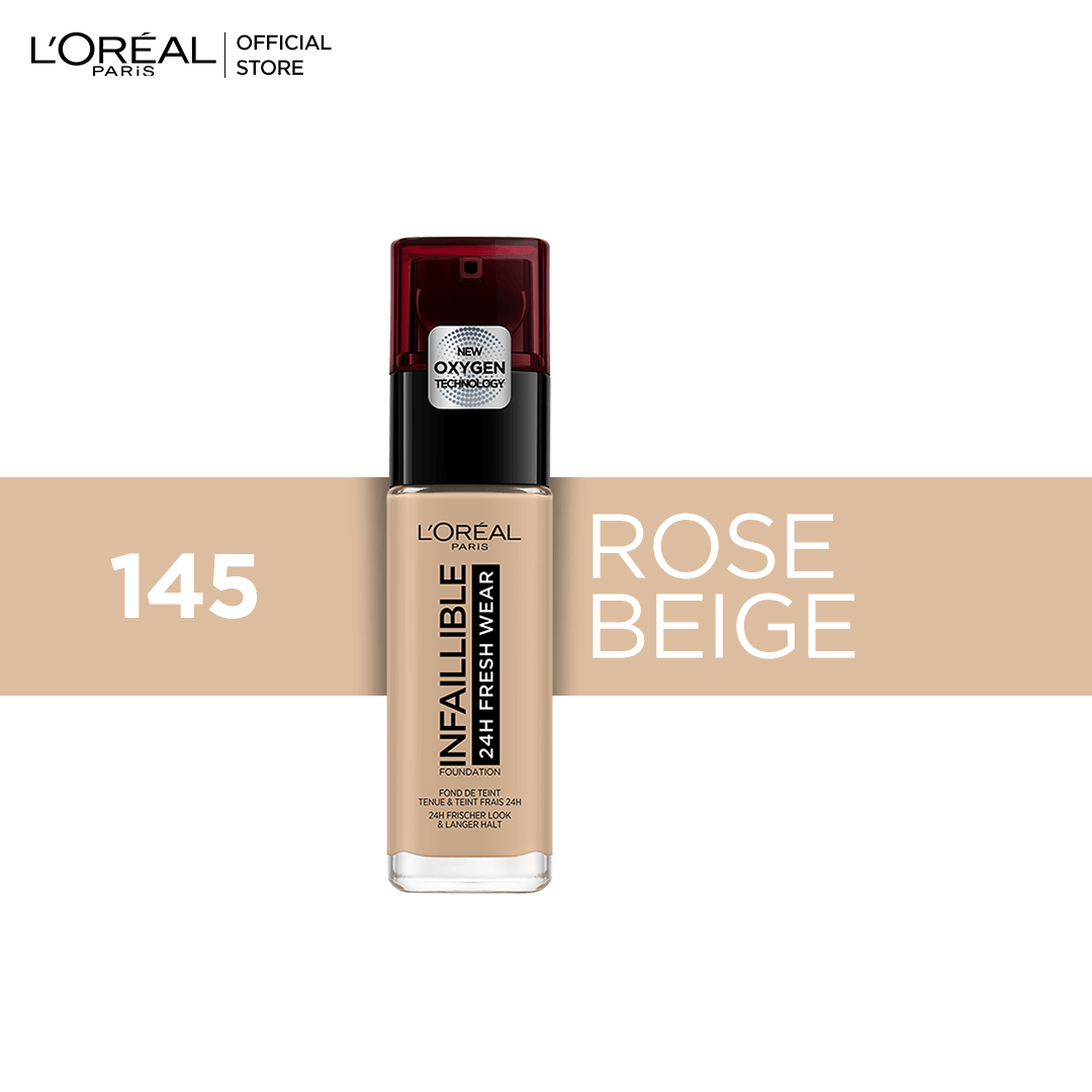 Loreal Infallible Liquid Foundation 24H Fresh Wear | 145 Beige Rose | Best Price in Pakistan original skincare product Pakistan