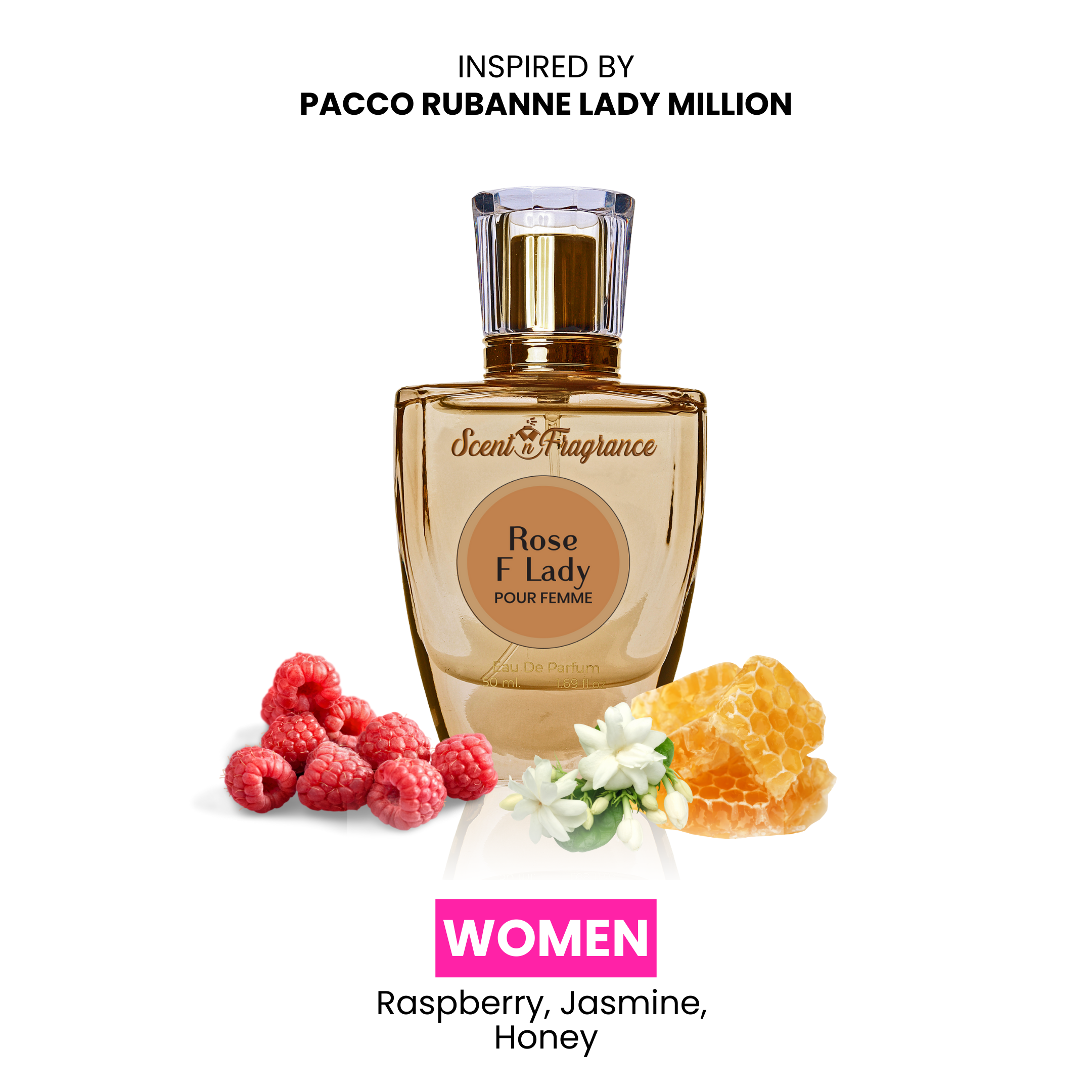 Rose F Lady Inspired By Paco Rabanne lady million | Women | 50ml | Best Price in Pakistan original skincare product Pakistan