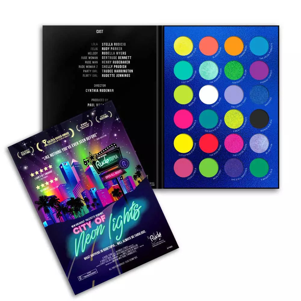 Rude City of Neon Lights | 24 Vibrant Pigment & Eyeshadow Palette | Best Price in Pakistan original skincare product Pakistan Main image