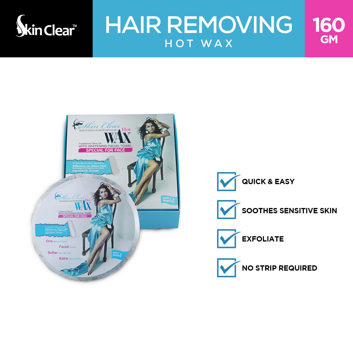 Skin Clear | Hair Removing Hot Wax For Face | 160gm | Best Price in Pakistan original skincare product Pakistan