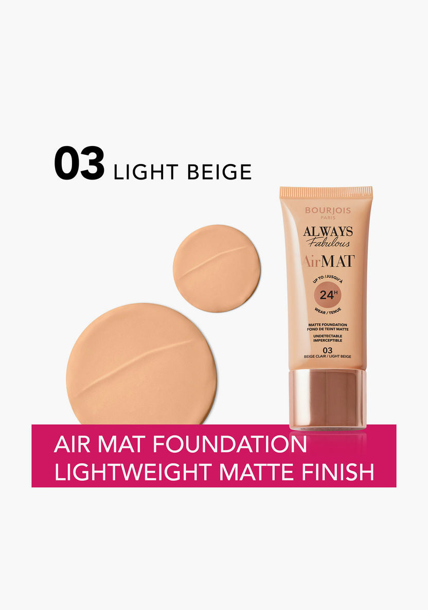 Bourjois | Always Fabulous Air Mat Foundation | 03 Light Beige | Best Price in Pakistan original skincare product Pakistan مرکزی تصویر