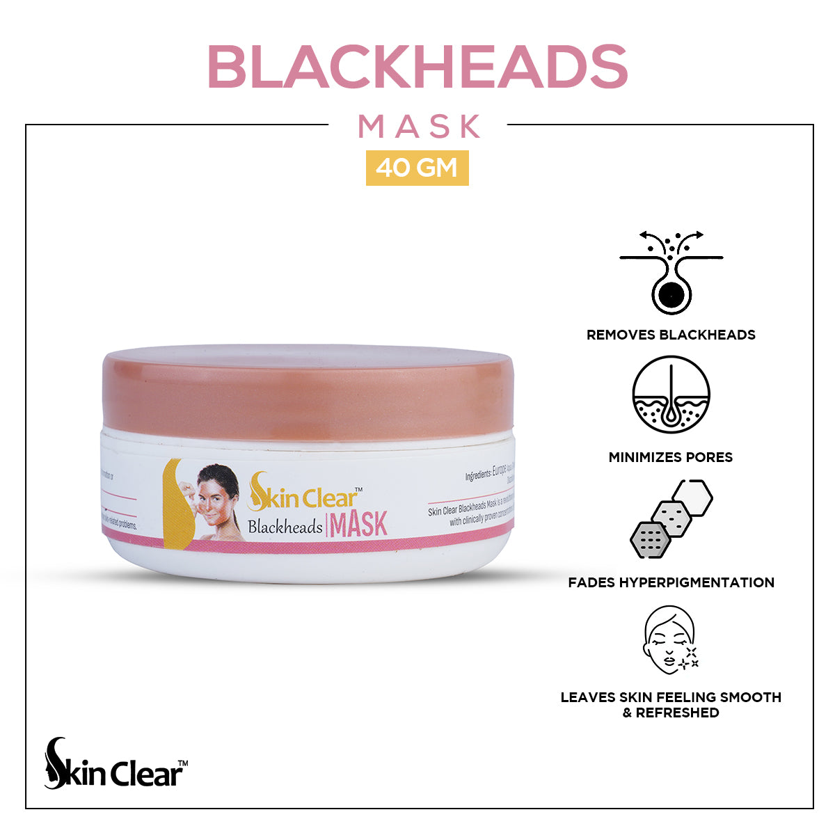 Skin Clear | Whitening Blackhead Mask | 40gm | Best Price in Pakistan original skincare product Pakistan مرکزی تصویر