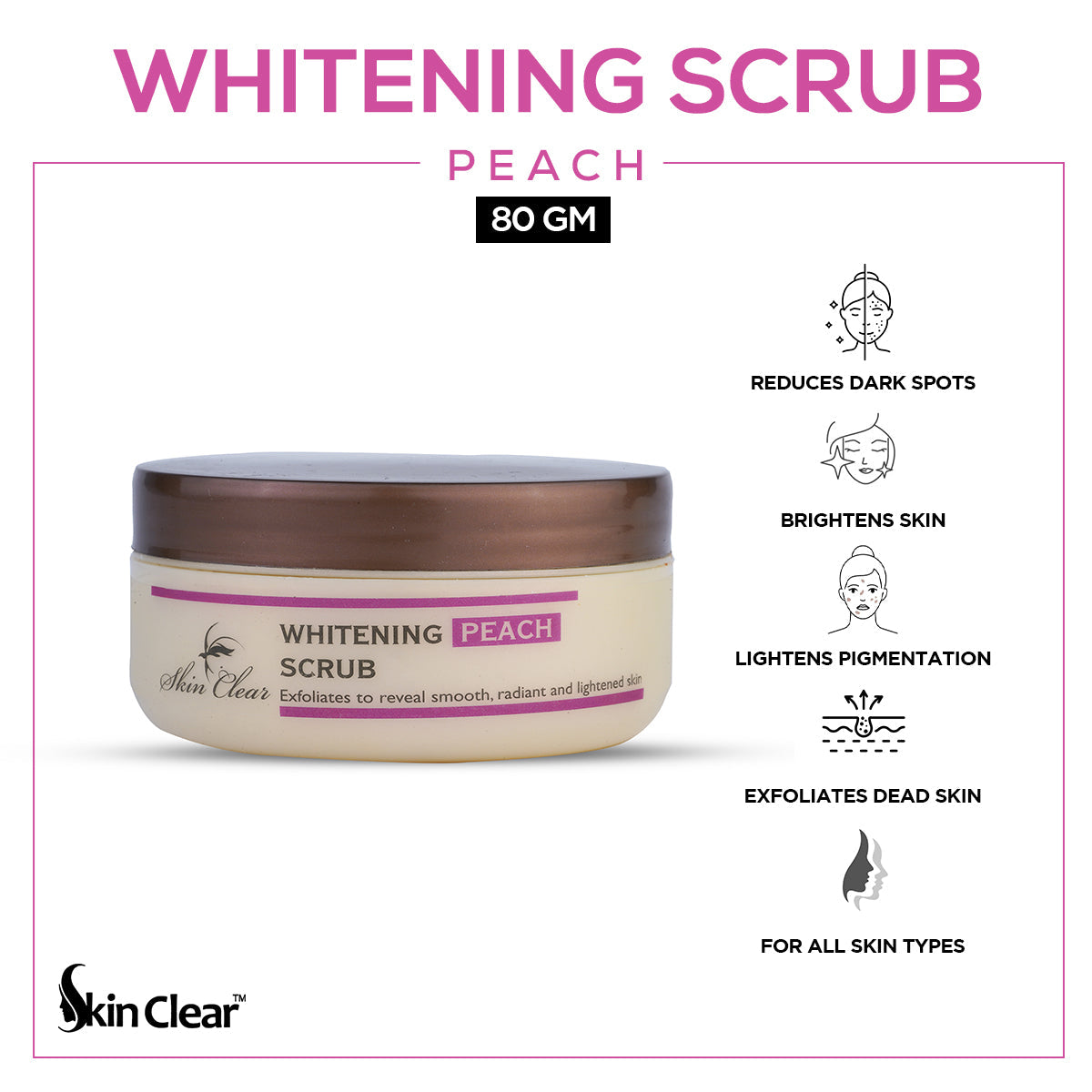 Skin Clear | Whitening Peach Scrub | 80gm | Best Price in Pakistan original skincare product Pakistan مرکزی تصویر