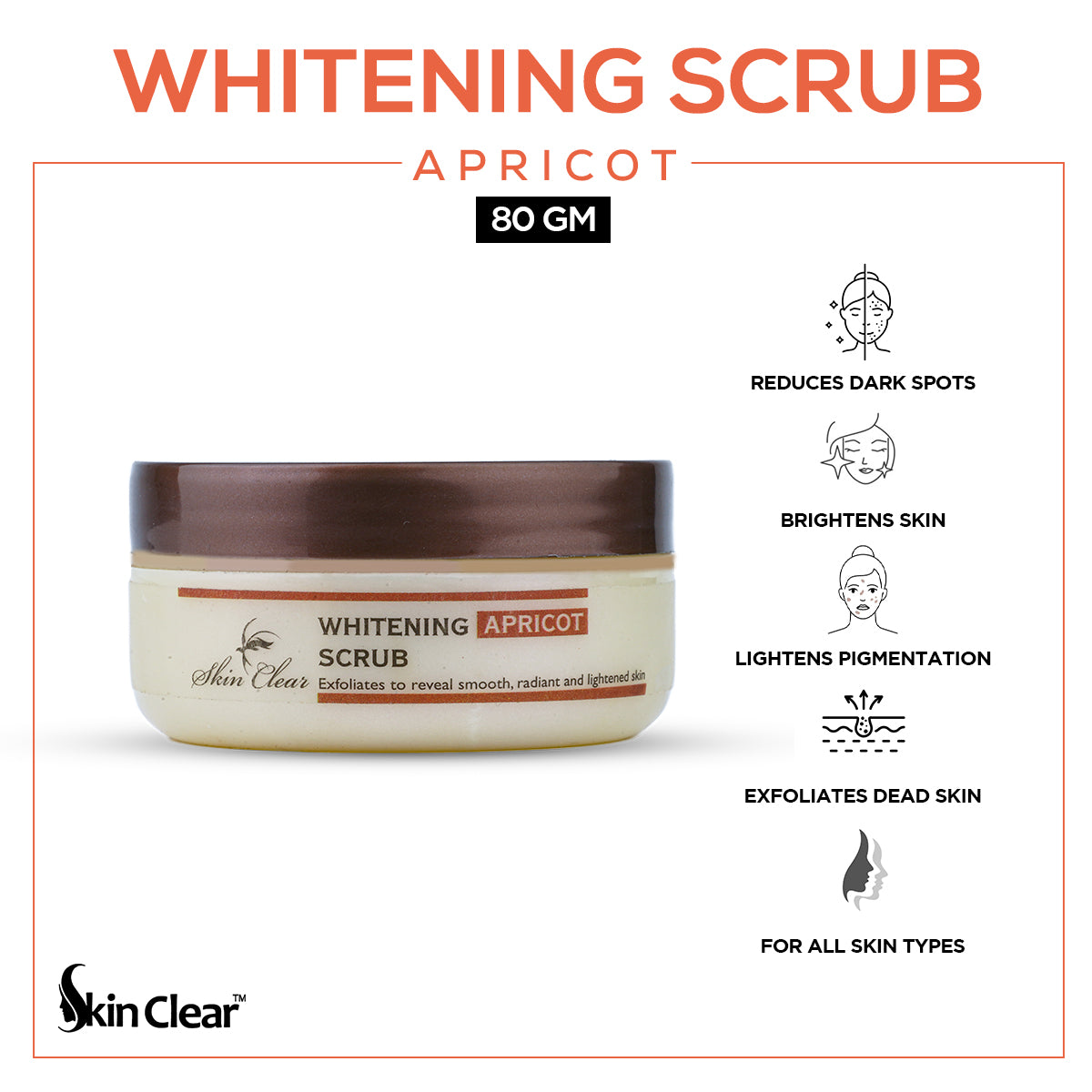 Skin Clear | Whitening Apricot Scrub | 80gm | Best Price in Pakistan original skincare product Pakistan مرکزی تصویر
