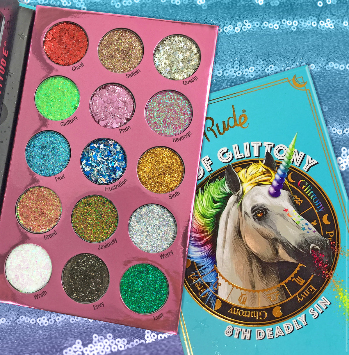 Rude Sin of Glittony Glitter Palette | Best Price in Pakistan original skincare product Pakistan