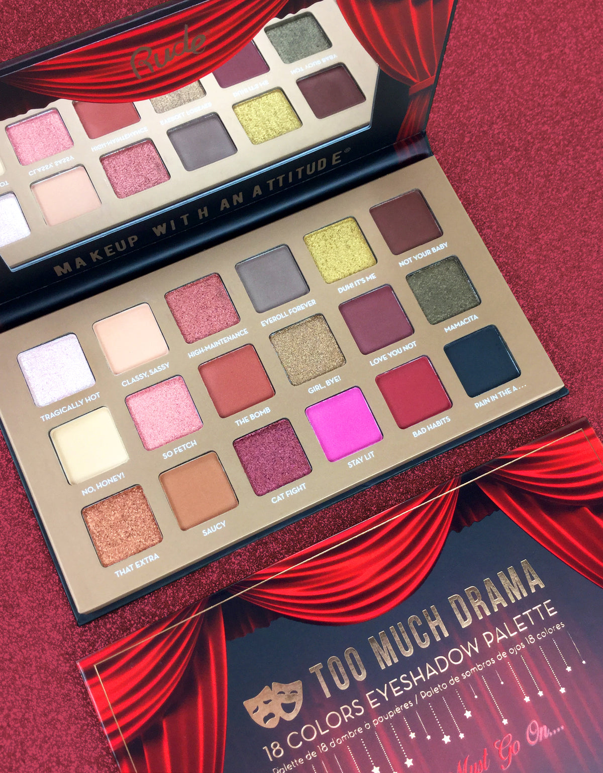 Rude Too Much Drama 18 Eyeshadow Palette | Best Price in Pakistan original skincare product Pakistan Main image