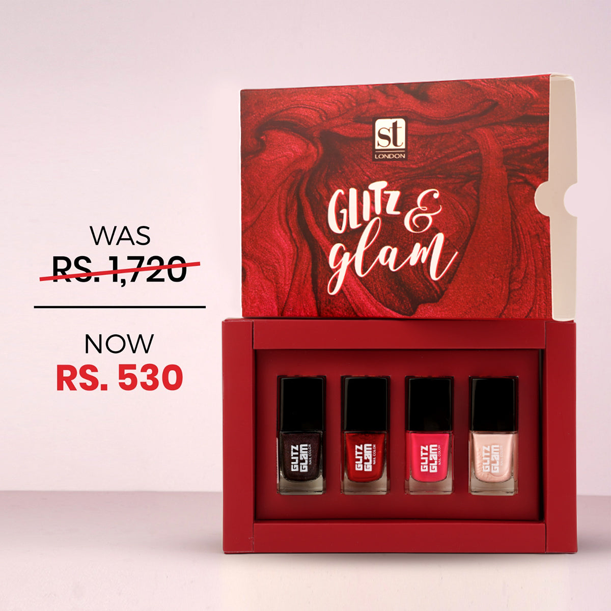 st London | Glitz & Glam Nail Colors | Pack of 4 | Best Price in Pakistan original skincare product Pakistan مرکزی تصویر