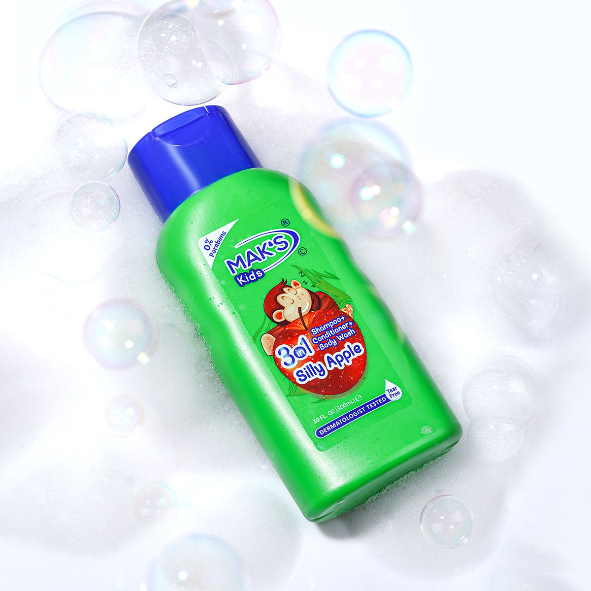 Mak's | Kids 3in1 Silly Apple Shampoo + Conditioner + Body Wash | 300ml | Best Price in Pakistan original skincare product Pakistan Main image