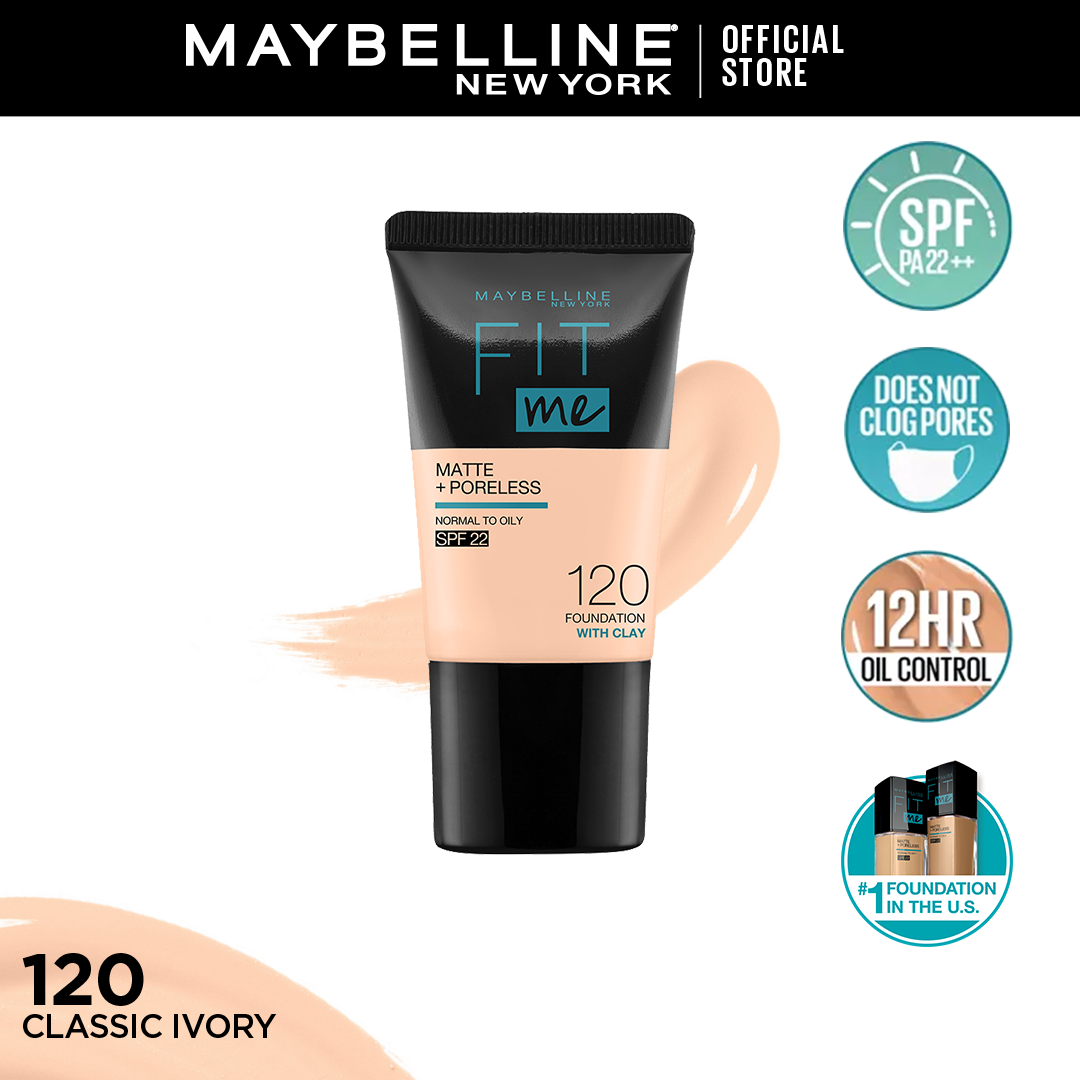 Maybelline New York Fit Me Matte & Poreless Liquid Foundation 18Ml Mini Tube | 120 Classic Ivory | For Normal To Oily Skin | Best Price in Pakistan original skincare product Pakistan Main image