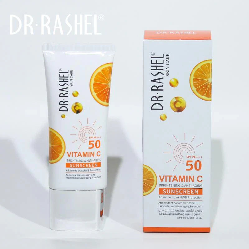 Dr Rashel | Vitamin C Brightening Sunscreen SPF50+ 50g | Best Price in Pakistan original skincare product Pakistan