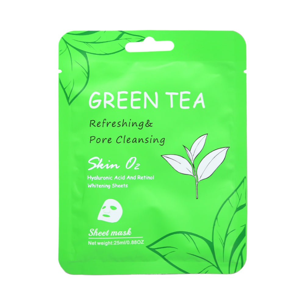 SKIN O2 GREEN TEA REFRESHING & PORE CLEANISING FACE MASK 25 | Best Price in Pakistan original skincare product Pakistan مرکزی تصویر
