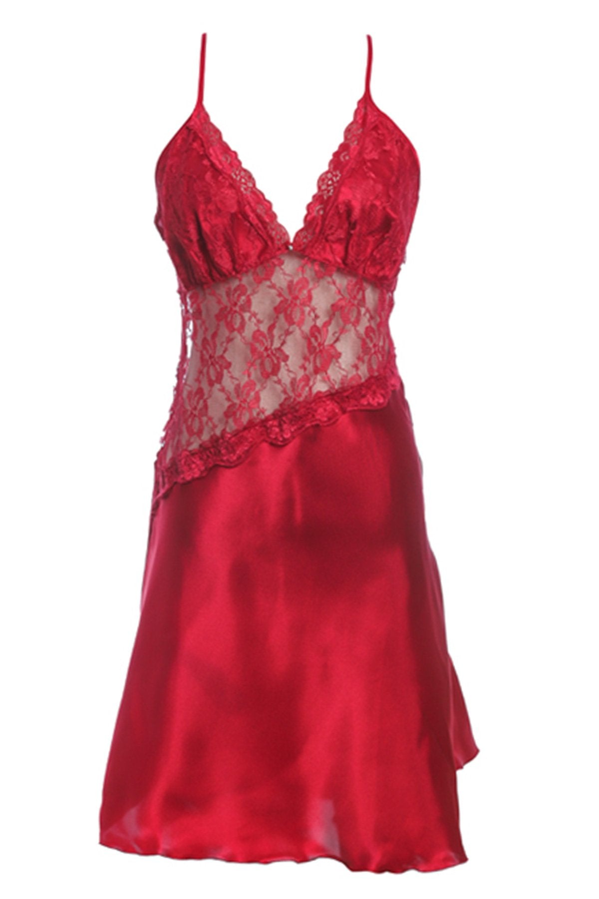 BLS | Halette Silk And Chantilly Nighty | Burgundy | Best Price in Pakistan original skincare product Pakistan Main image