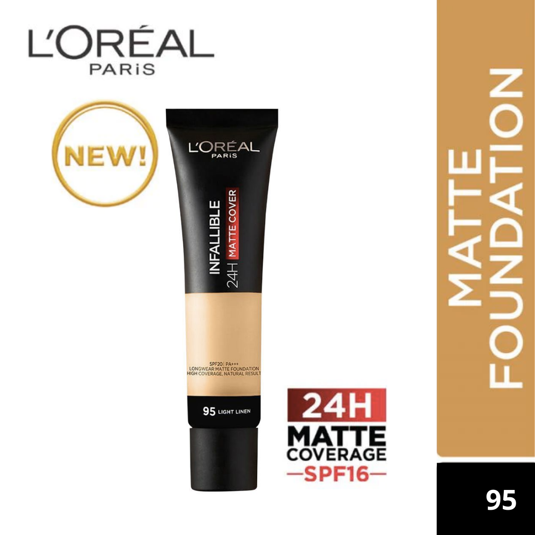 LOreal Infallible 24H Matte Cover Foundation  | 95 Light Linen | Best Price in Pakistan original skincare product Pakistan مرکزی تصویر
