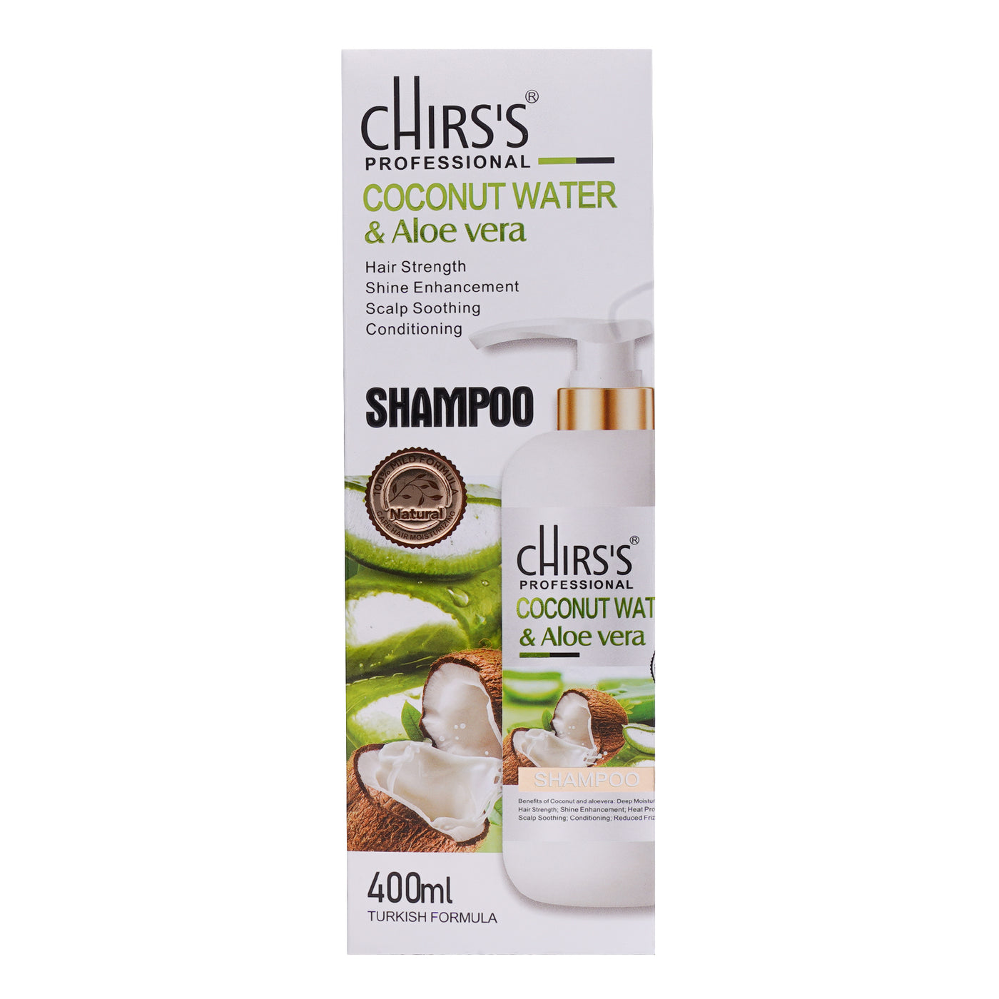 Chirs's | Coconut Water & Aloe Vera Shampoo | 400ml | Best Price in Pakistan original skincare product Pakistan