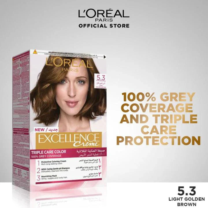 LOreal Paris | Excellence Crème Hair Color | 5.3 Light Golden Brown | Best Price in Pakistan original skincare product Pakistan