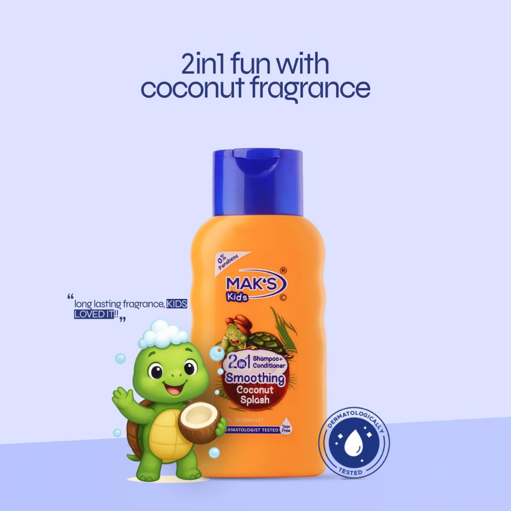 MAK’S Kids 2in1 Shampoo + Cond Coconut Splash 300ml | Best Price in Pakistan original skincare product Pakistan