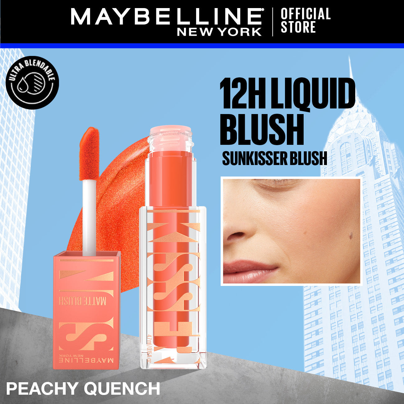 Maybelline | New York Sunkisser Liquid Glow Blush | Matte Peachy Quench 34 | Best Price in Pakistan original skincare product Pakistan