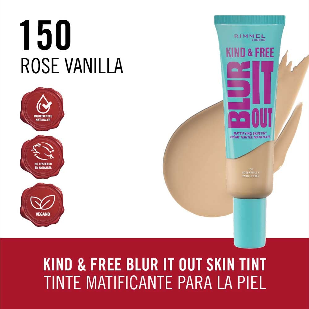 Rimmel London |  Kind & Free BLUR IT OUT Mattifying Skin Tint | 150 Rose Vanilla | Best Price in Pakistan original skincare product Pakistan مرکزی تصویر