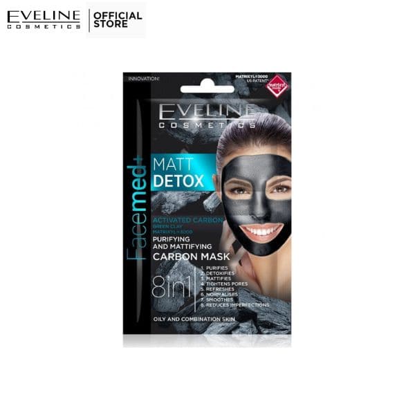 Eveline Facemed+ Carbon Matt Detox Mask | 2x5ml | Best Price in Pakistan original skincare product Pakistan مرکزی تصویر