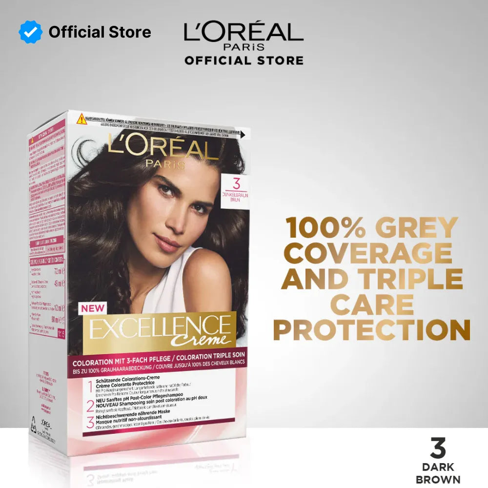 L'Oreal Paris Excellence Creme Hair Colour #3 Dark Brown | Best Price in Pakistan original skincare product Pakistan