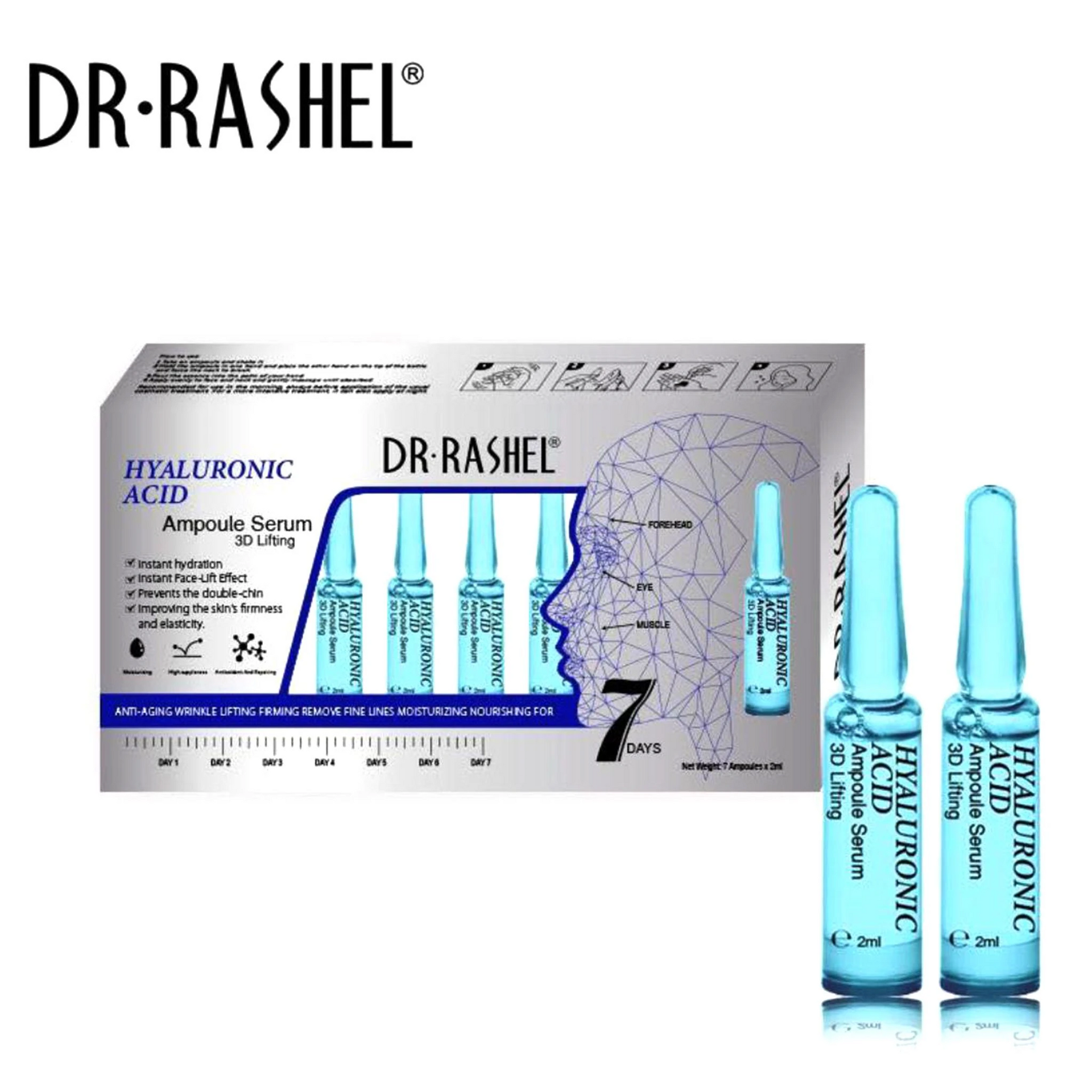 Dr Rashel Ampoulesx2Ml Hyaluronic Acid Ampoule Serum 3D Lifting | Best Price in Pakistan original skincare product Pakistan Main image