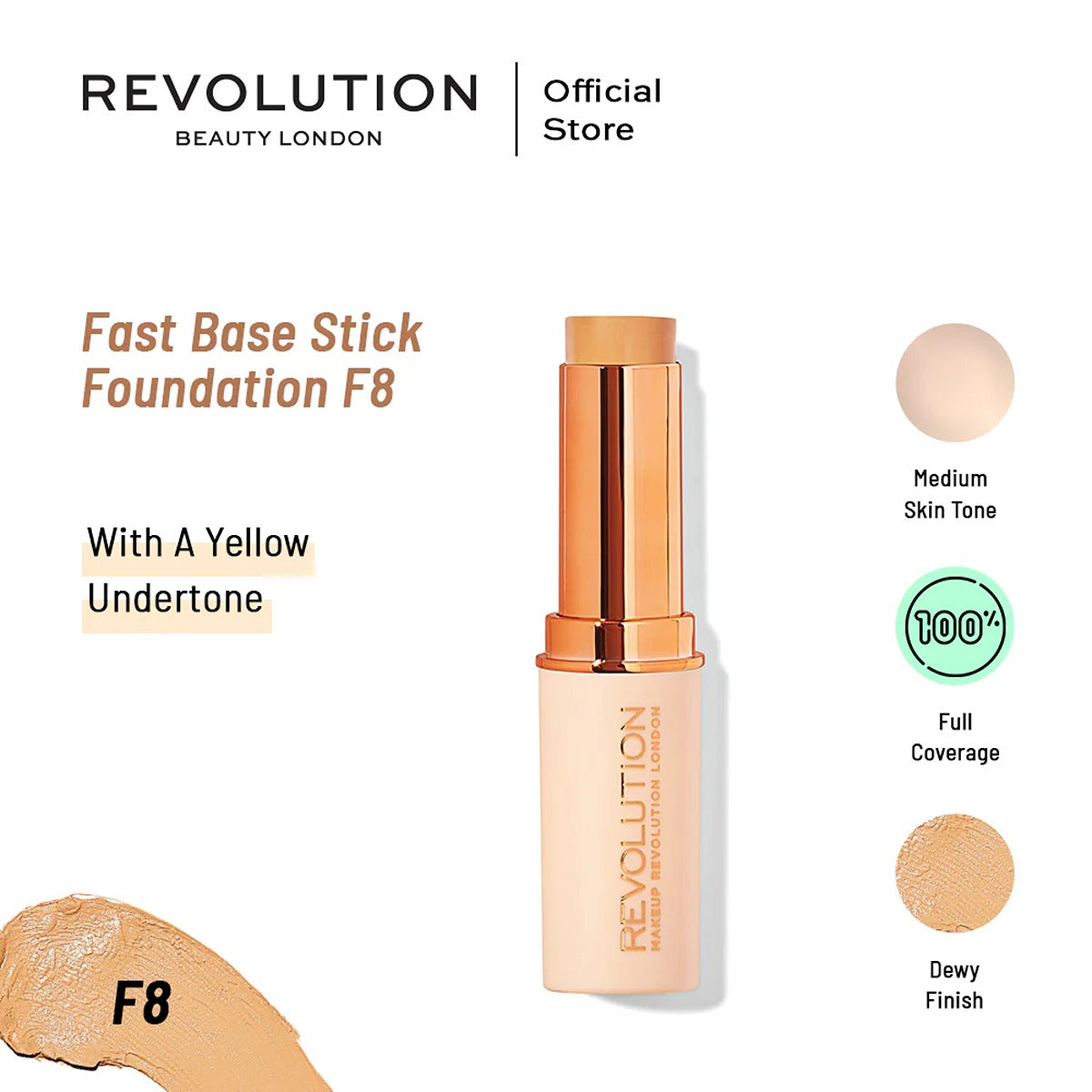 Revolution | Fast Base Stick Foundation | F8 | Best Price in Pakistan original skincare product Pakistan