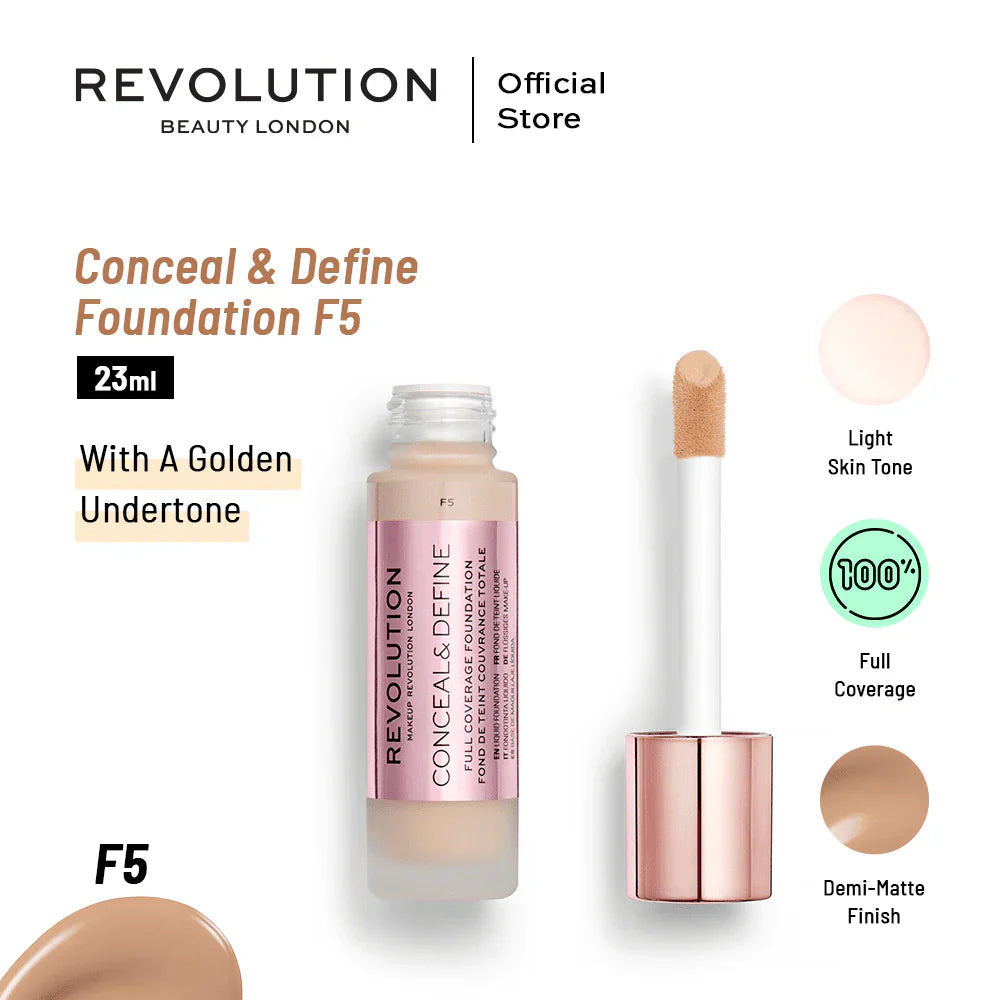 Revolution | Conceal & Define Foundation | F5 | Best Price in Pakistan original skincare product Pakistan مرکزی تصویر