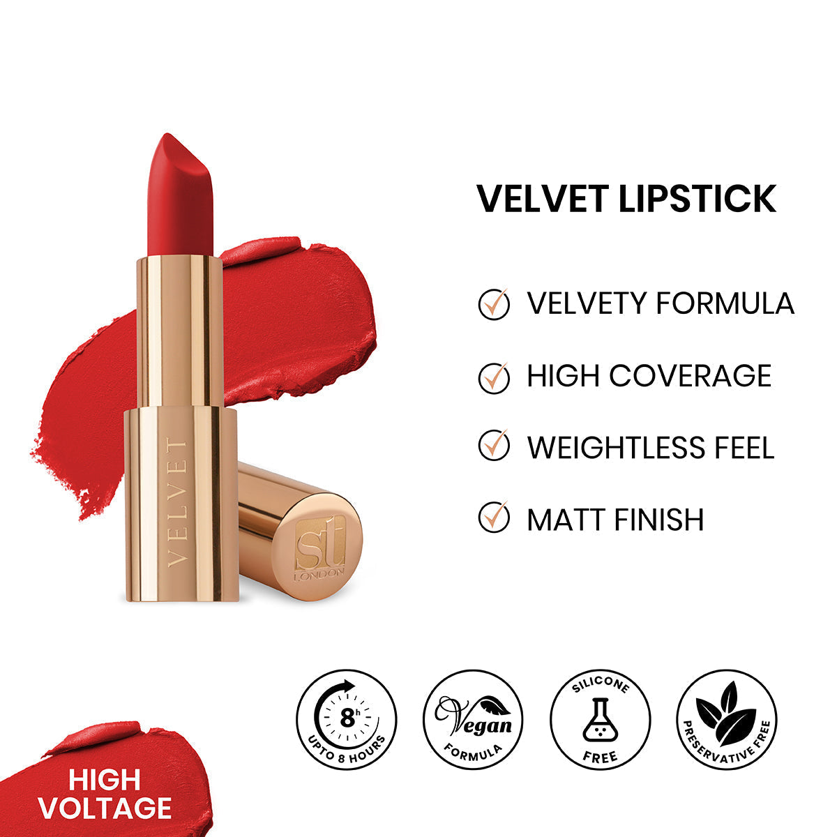 ST London Velvet Ultra Matt Lipstick High Voltage | Best Price in Pakistan original skincare product Pakistan مرکزی تصویر