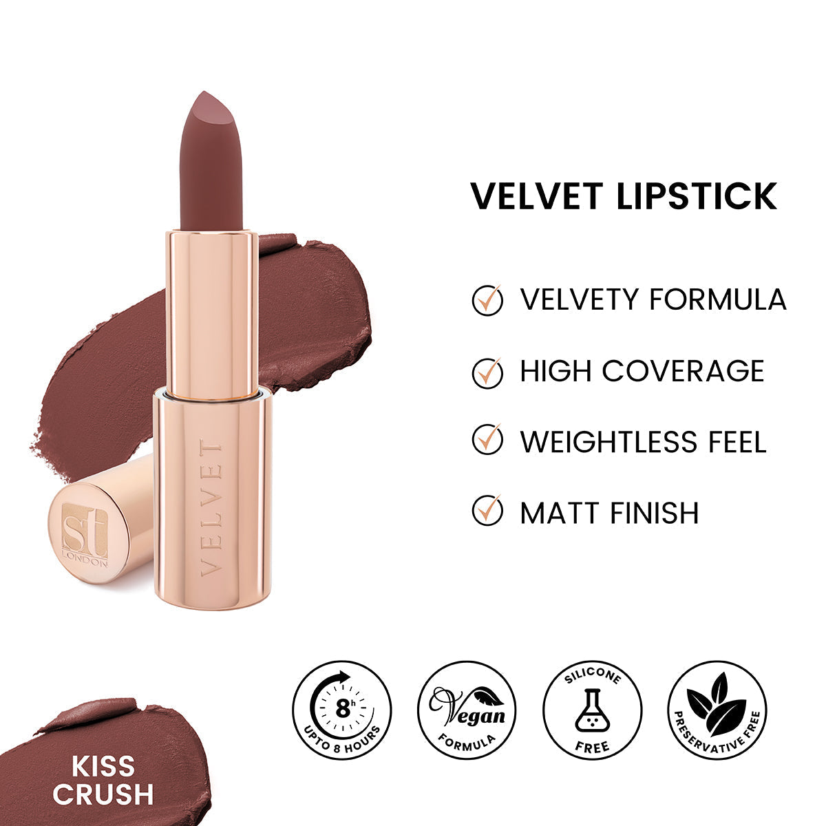 ST London | Velvet Ultra Matt Lipstick | Kiss Crush | Best Price in Pakistan original skincare product Pakistan