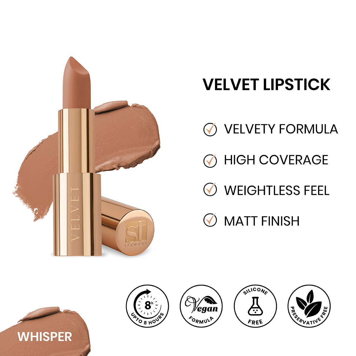 ST London Velvet Ultra Matt Lipstick Whisper | Best Price in Pakistan original skincare product Pakistan مرکزی تصویر