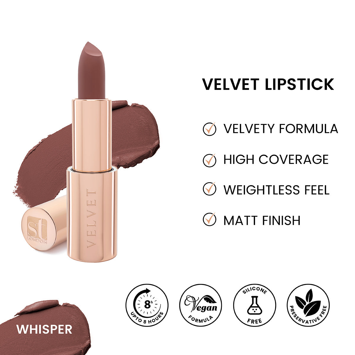 ST London | Velvet Ultra Matt Lipstick | Whisper | Best Price in Pakistan original skincare product Pakistan مرکزی تصویر